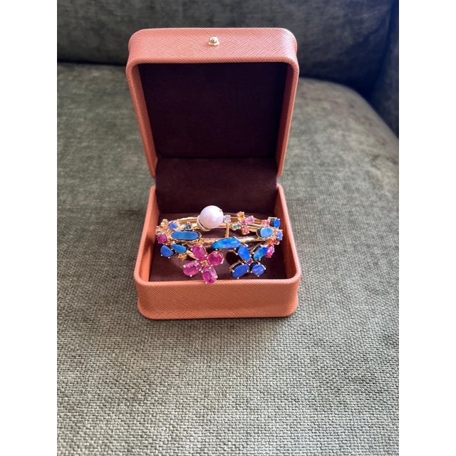 Bochic "Capri" Vintage Ruby, Sapphire & Blue Opal Cuff Set In 18K & Silver For Sale In New York - Image 6 of 18