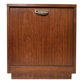 1960s Mid-Century Lane Walnut Record Cabinet, Drop-Front (1963) For Sale