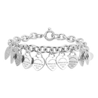 Tiffany & Co. Return to Tiffany Multi-Heart Tag 925 Silver Charm Link Bracelet For Sale