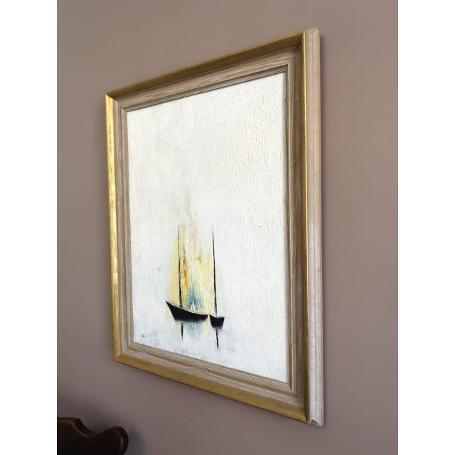 Mid 20th Century Mid-Century Modern 'Where Light Rests' Sewdish Minimalist Abstract Seascape Oil Painting, Framed For Sale - Image 5 of 12