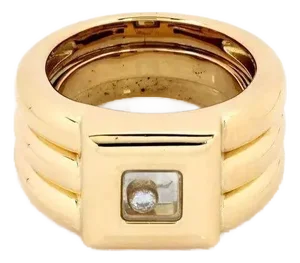 Chopard Happy Diamond 18k Yellow Gold Square Top Rib Band Ring, Size 6