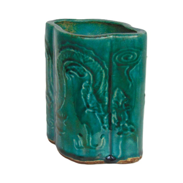 Figurative Glazed Pottery Dragon Vase Planter 5.5"h For Sale - Image 3 of 7