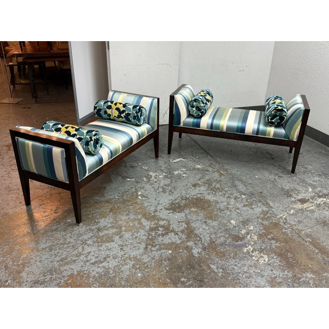 Bespoke Coastal Stripe Benches, Pair For Sale - Image 10 of 12