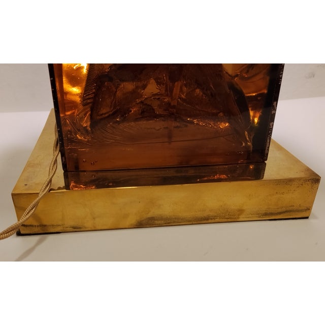 Large Table Lamp in Fractal Resin and Brass, Italy, 1970s For Sale - Image 10 of 18