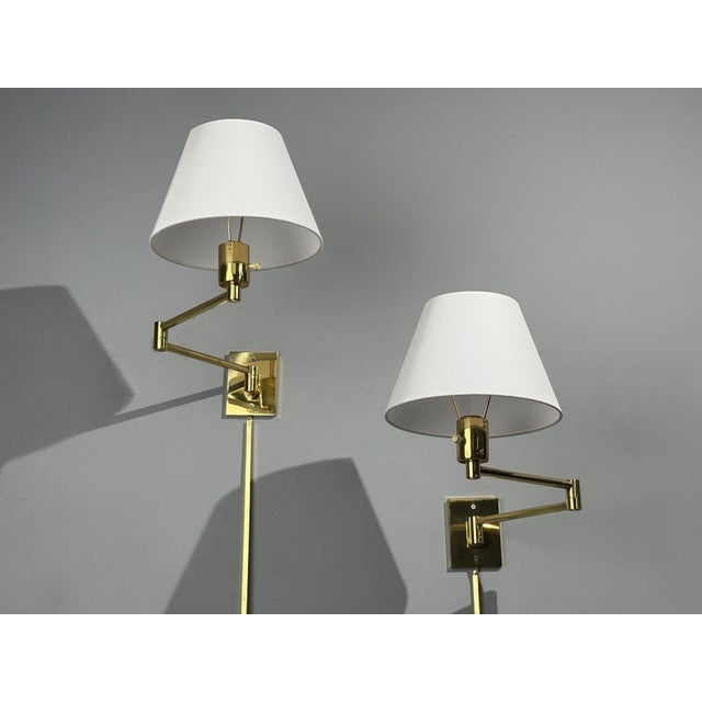 Mid-Century Modern 1970s George Hansen, Articulating Wall Lights, Polished Brass, Spain - a Pair For Sale - Image 3 of 14