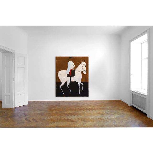 This large figurative oil painting is a reinterpretation of a painting by John Wootton, Portrait of a man on horseback,...