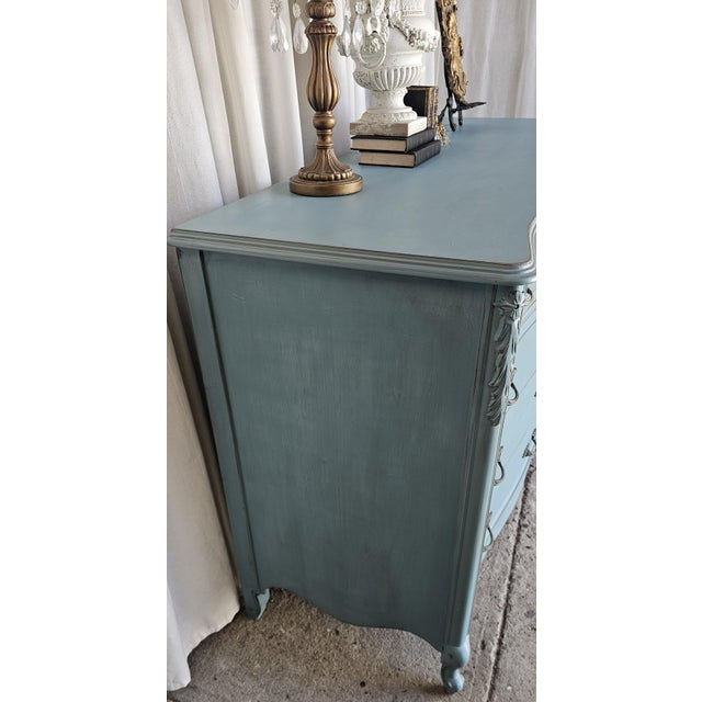 1950s Vintage Turquoise Dresser, French Provencial, 1950's For Sale - Image 5 of 12