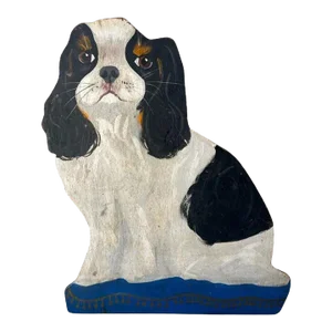 Hand Painted Dog on Board Signed & Dated