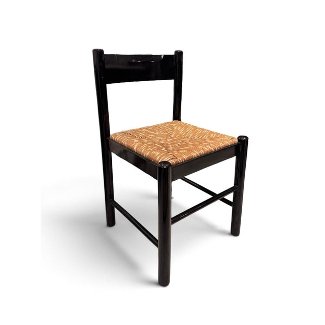Vico Magistretti Carimate Dining Suite, in Rush and Black Ebony by Vico Magistretti for Habitat, 1964, Set of 5 For Sale - Image 4 of 15