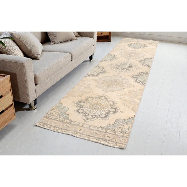 Handknotted Vintage Handmade Runner For Sale - Image 10 of 10