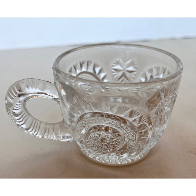 Vintage l.e. Smith Glass Pinwheel and Stars Punch Glasses - Set of 18 For Sale - Image 9 of 11