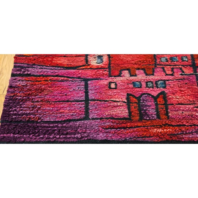 Vintage Mid-Century Tapestry, Handwoven Wool, Folkloric Rider Design, 40" X 86" For Sale - Image 14 of 15