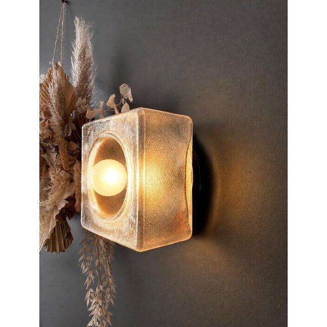 1970s Ice Cube Glass Wall Lights, 1970, Set of 4 For Sale - Image 5 of 8