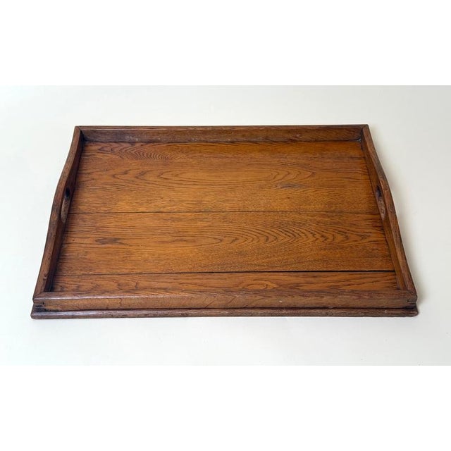 Large German Arts and Crafts Handcrafted Oak Serving Tray, 1920s For Sale - Image 12 of 18