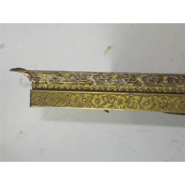 Brass Picture Frame Easel Backed Art Nouveau Bronze Pierced Leaf & Vine Antique French For Sale - Image 8 of 12