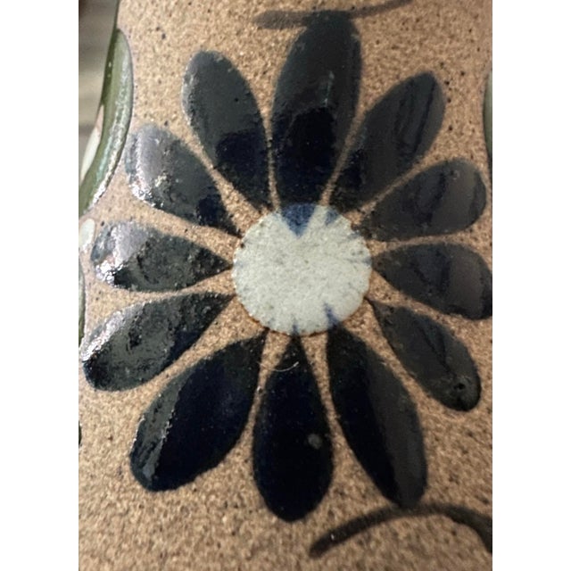 Brown Late 20th Century Handcrafted Mexican Stoneware Pottery Folk Art Floral Bell For Sale - Image 8 of 12