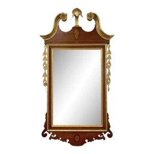 Vintage Mahogany Carved and Inlaid Gilt Wall Mirror