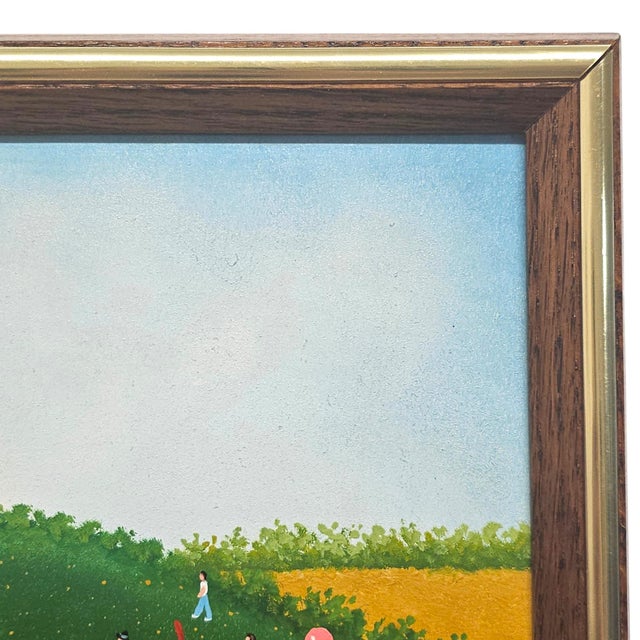 Wood E. Molnar Hungarian Naïve Folk Art Village Fair Painting Framed 18" For Sale - Image 7 of 10