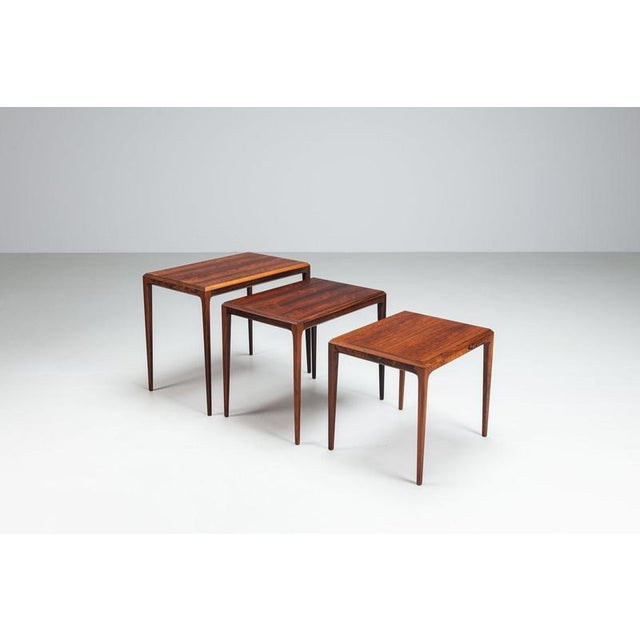 1960s Nesting Tables in Santos Rosewood by Johannes Andersen for CFC Silkeborg, Denmark, 1960, Set of 3 For Sale - Image 5 of 15