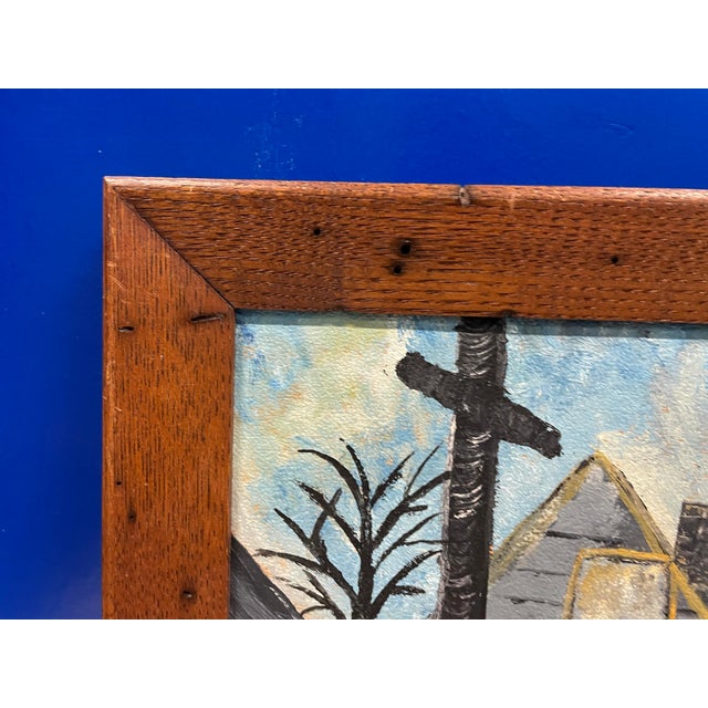 1950s Mid Century Modern City Street Oil Painting For Sale - Image 4 of 5