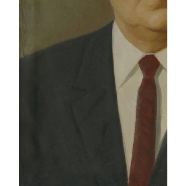 1970s Antique Male Portrait Oil Painting, Socialist Realism, Ukrainian Art 100-80 For Sale - Image 5 of 6