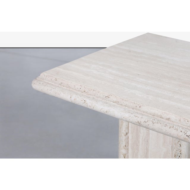 Vintage Italian Modern Travertine Side Tables With Bullnose Edge, 1980s For Sale - Image 12 of 13
