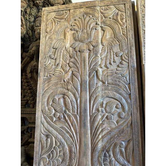 Celebrate the beauty of nature with this vintage carved Tree of Life barn door, adorned with delicate birds and intricate...