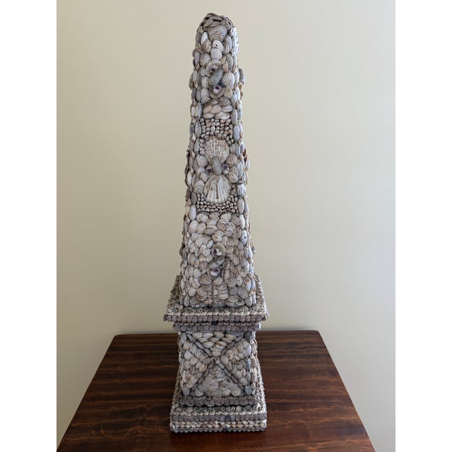 Late 20th Century Neoclassical Grand Tour Coquillage Shell Encrusted Obelisk For Sale - Image 10 of 13