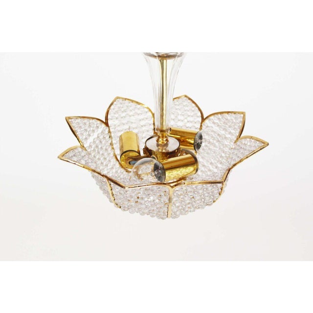 Glass Medium Sized Crystal Glass Tole Chandelier Light by Palwa, Germany, 1970s For Sale - Image 7 of 12