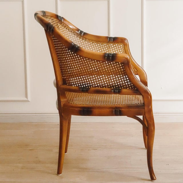 Vintage Faux Bamboo Armchair with Viennese Wickerwork, 1970 For Sale - Image 3 of 15