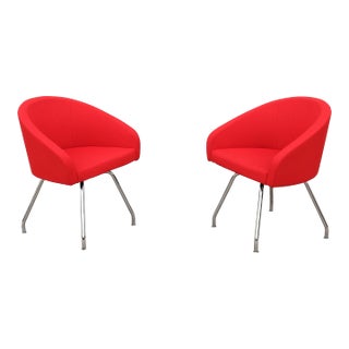 Modern Stanley Felderman for Haworth Collaborate Red Swivel Side Chairs - a Pair For Sale