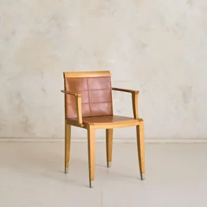 ‘Aro’ Leather + Cherry Wood Armchair by Chi Wing Lo for Giorgetti - 2 Available