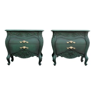 Pair of Late 20th Century Bombay Style Green Nightstands For Sale