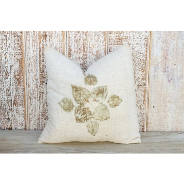 Vintage Avika Leaf Printed Organic Silk Pillow For Sale In Los Angeles - Image 6 of 10