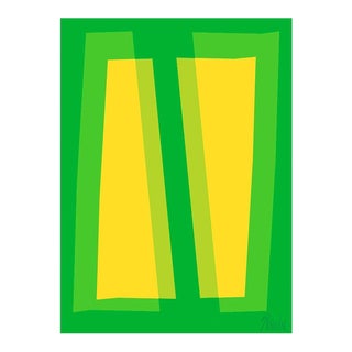 Yellow and Green Transparencies Fine Art Print 42.5" X 60" by Liz Roache For Sale