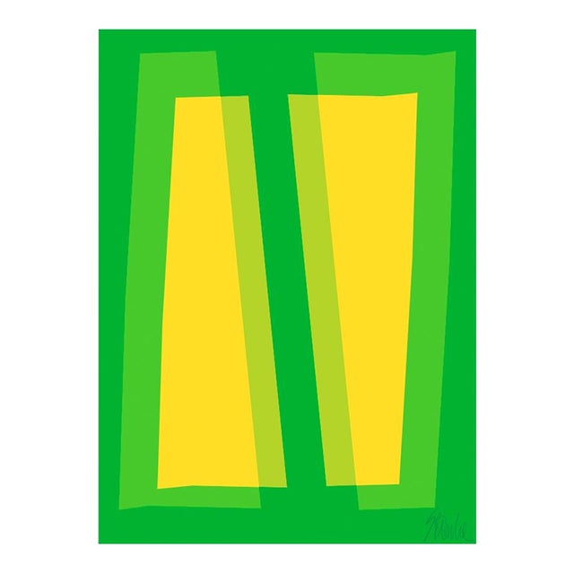 Yellow and Green Transparencies Fine Art Print 42.5" X 60" by Liz Roache For Sale