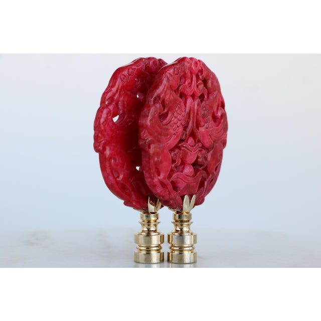 2020s Chinese Pegasus Lamp Finials on Golden Brass Hardware - A Matching Pair For Sale - Image 5 of 5