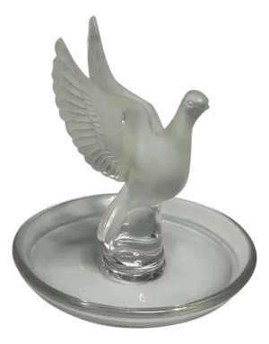 Mid 20th Century Lalique Frosted Crystal Dove Ring Tray - Thalie France