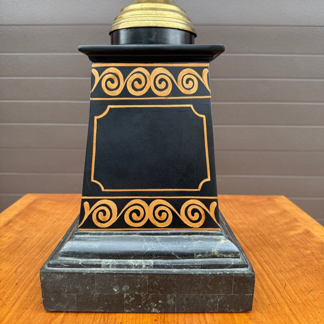 2000s Maitland Smith Hollywood Regency Marble, Black Lacquer, & Brass Planter For Sale - Image 12 of 17