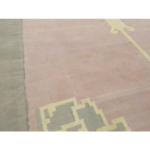 Mid 20th Century Mid-20th Century Handmade Indian Flatweave Dhurrie Runner For Sale - Image 5 of 10