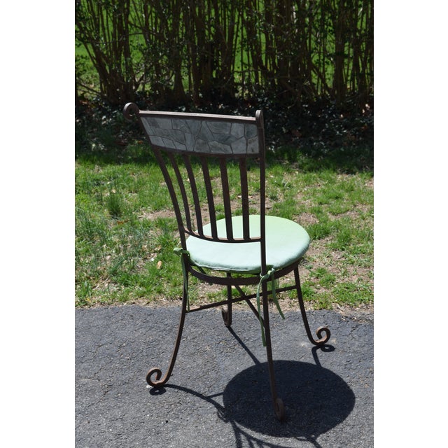 Vintage Stone Mosaic Top Patio Table & 2 Chairs Chairish