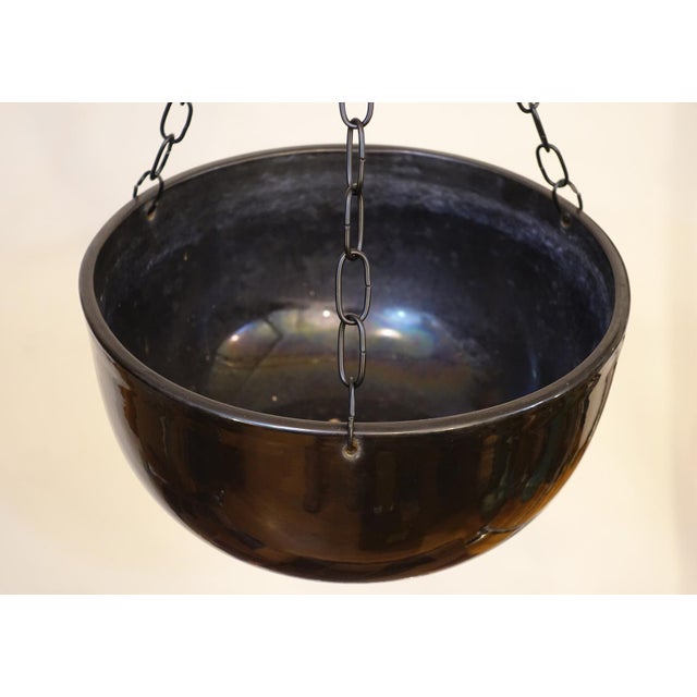 Black 1960's Architectural Gainey Pottery Mid Century Modern Black Ceramic Hanging Swag Garden Planter Bowls - Set of 2 For Sale - Image 8 of 10