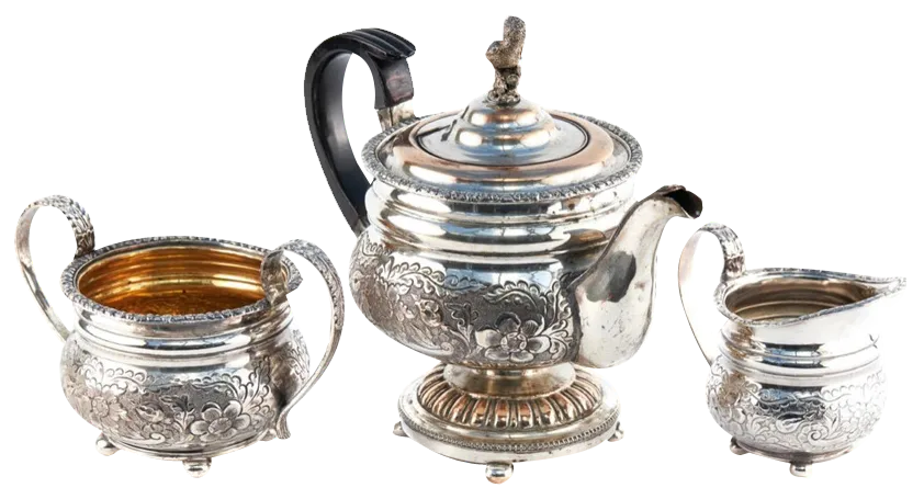 Antique Ornate Silver-Plated Tea Set, 1890s, Set of 3 | Chairish