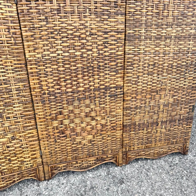 Boho Chic Wicker Room Divider/Screen - 3 Panels For Sale In West Palm - Image 6 of 6