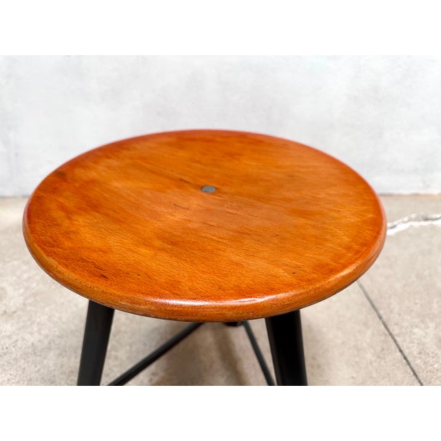 Bauhaus Industrial Atelier Stool with Steel Frame and Plywood Seat, Germany, 1920s For Sale - Image 3 of 13