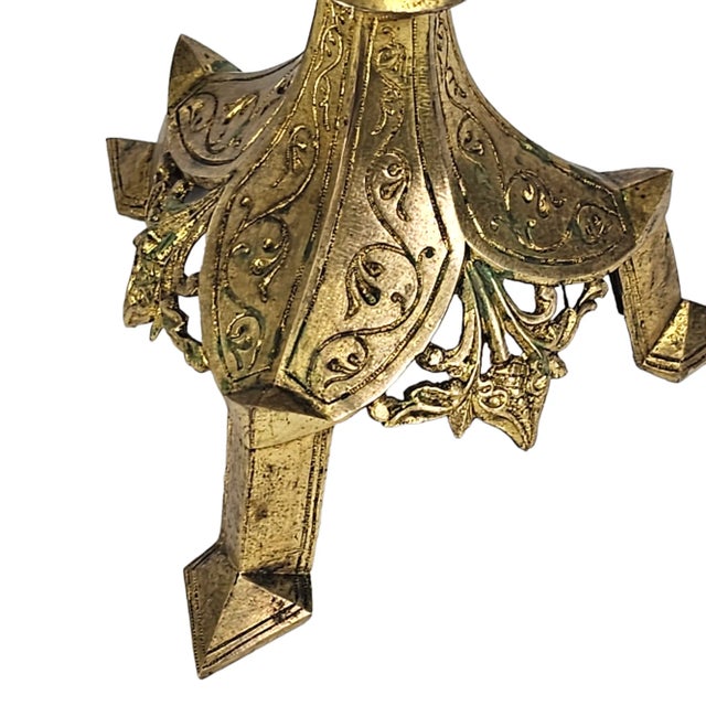 Pair Brass Viollet-Le-Duc Candelabras Candlesticks For Sale - Image 11 of 12