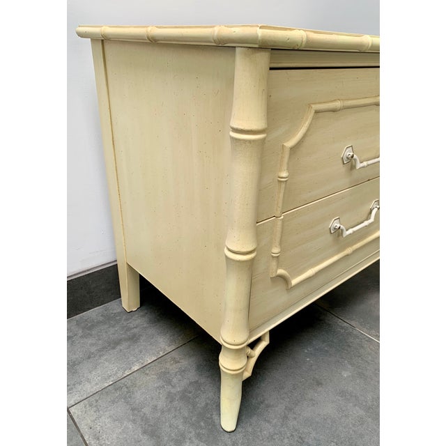 1970s Faux Bamboo Nightstand With Fretwork by Dixie For Sale - Image 5 of 8