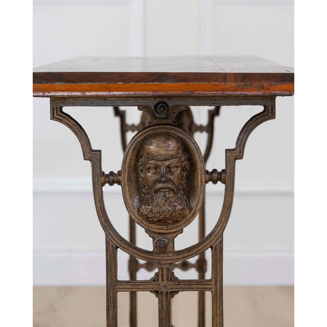 Wood Mid 20th Century W. G. Grace Cast Iron Pub Table For Sale - Image 7 of 10