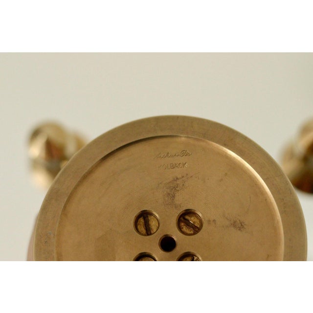 Metal Swedish Brass Candelabra by Arthur Pe Kolbäck For Sale - Image 7 of 9