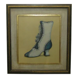 Original Fiona Saunders '19th Century French Boot Shoe' Painting For Bombay Co